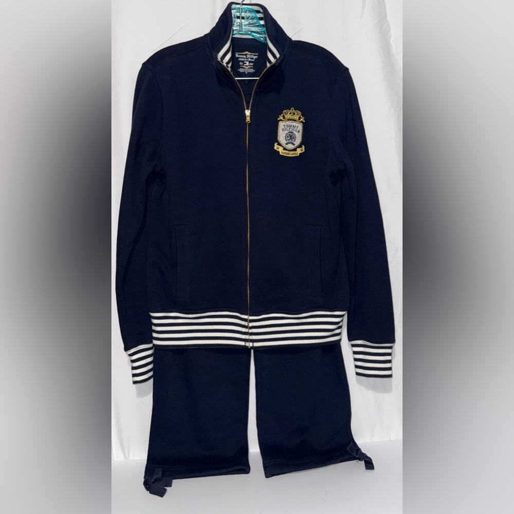 Tommy Hilfiger Crest Tracksuit — Jacket M / Pants S, Navy Stripe Trim